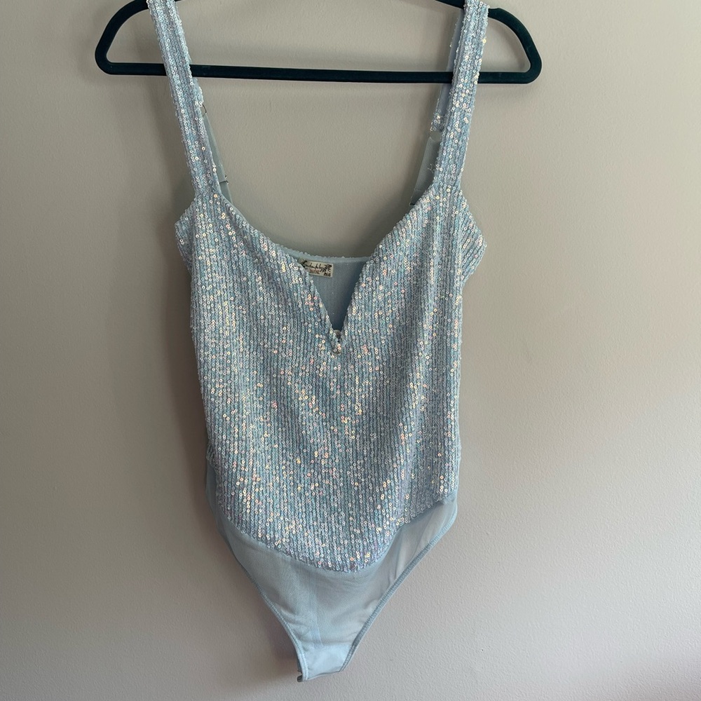Light Blue Sparkle Bodysuit - Women - Picture 3 of 10